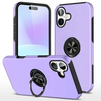 Allytechgroup Rugged Case for Apple iPhone 17, with Magnetic Ring Holder Kickstand Anti-Scratch Slim Fit Bumper Shell Cover TPU PC Phone Case for iPhone 17, Purple