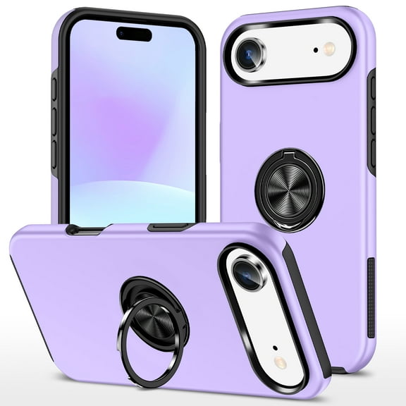 Allytechgroup Rugged Case for Apple iPhone Air, with Magnetic Ring Holder Kickstand Anti-Scratch Slim Fit Bumper Shell Cover TPU PC Phone Case for iPhone Air, Purple