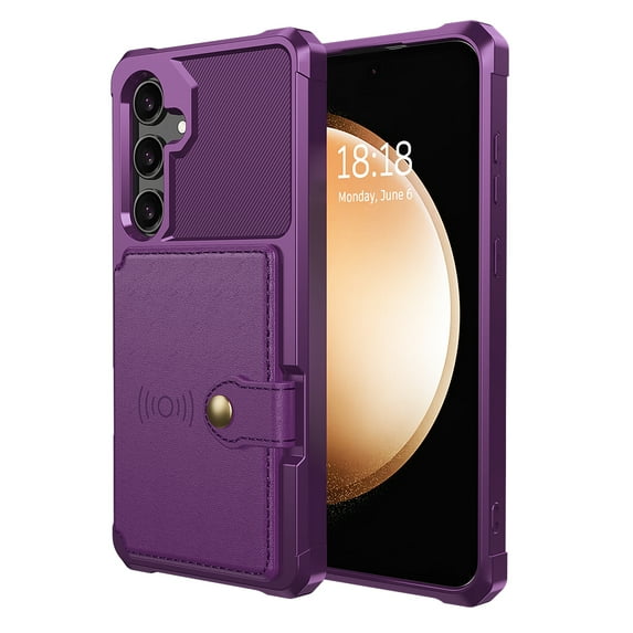Allytechgroup Rugged Case for Samsung Galaxy A16 5G Support Magnetic Car Mount, Premium PU Leather Flip Card Cash Holder Pocket Shockproof Anti-Fall Back Case for Samsung Galaxy A16 5G, Purple