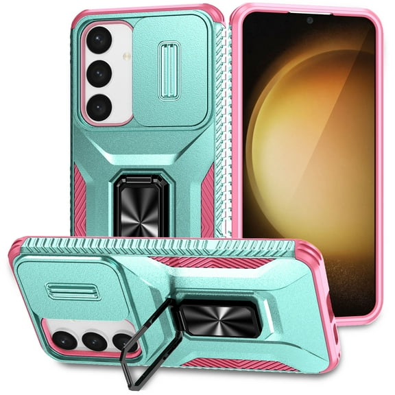 Allytechgroup Rugged Case for Samsung Galaxy A26 5G, [Slide Camera Cover] [360° Rotating Kickstand] [Military Protection] Non-Slip Anti-Fall Anti-Scratch Shockproof Heavy Duty Case - Mint