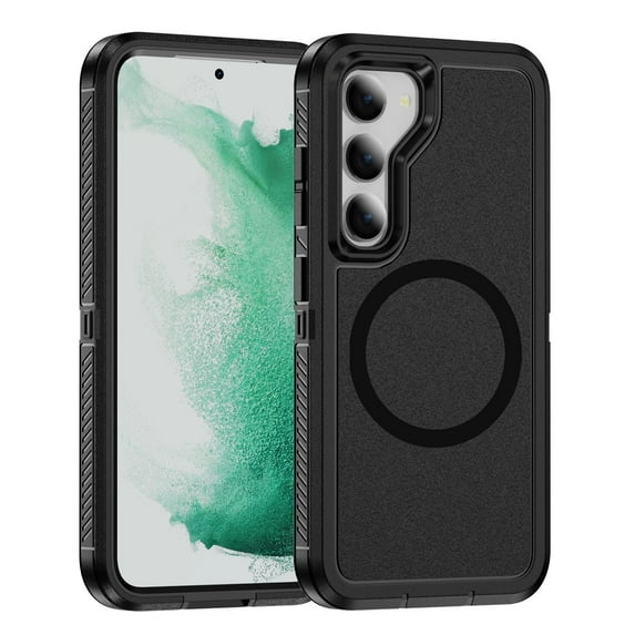 Allytechgroup Rugged Case for Samsung Galaxy S22, Compatible with Magsafe Wireless Charging Support Anti-Scratch Drop Protection Bumper Anti-Fingerprint Back Cover Case, Black