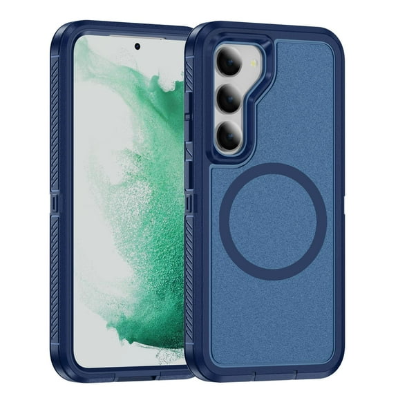 Allytechgroup Rugged Case for Samsung Galaxy S23, Compatible with Magsafe Wireless Charging Support Anti-Scratch Drop Protection Bumper Anti-Fingerprint Back Cover Case, Royalblue+Blue