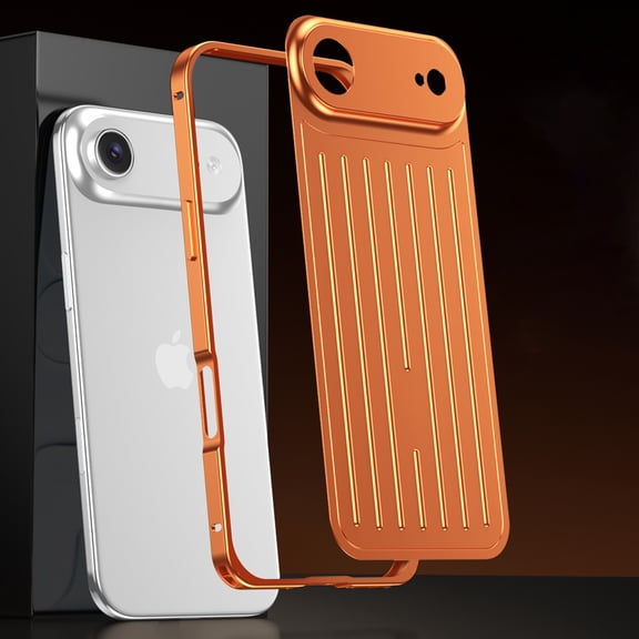 Allytechgroup Rugged Case for Apple iPhone Air 6.5", Slim Fit Metal Alloy Frame Shockproof Phone Case for Women Men, Orange