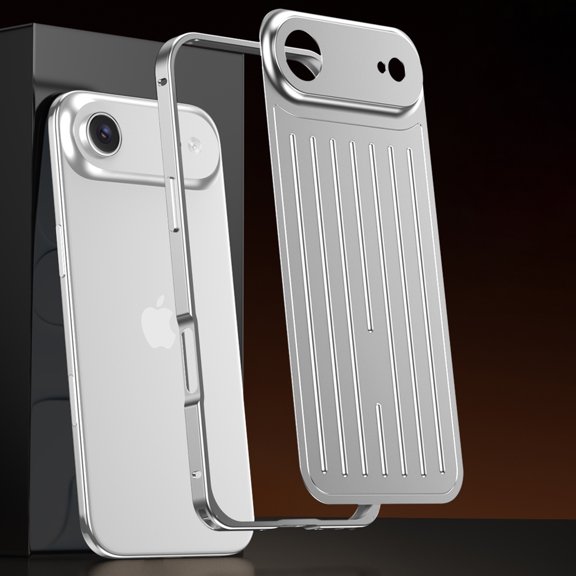 Allytechgroup Rugged Case for Apple iPhone Air 6.5", Slim Fit Metal Alloy Frame Shockproof Phone Case for Women Men, Silver