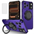 thumbnail image 1 of Allytechgroup Rugged Case for iPhone 17 Pro with Screen Protector, Premium Phone Case for iPhone 17 Pro, Military Grade Shockproof Rotating Stand Magnetic Back Cover for Car Mount, Purple, 1 of 12
