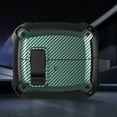 thumbnail image 1 of Allytechgroup Rugged Cover for Samsung Galaxy Buds 3 / Buds 3 Pro, Carbon Fiber Case with Secure Lock Clip & Keychain Bumper Dustproof Hard Shell for Women Men Support Wireless Charging Case,Green, 1 of 9