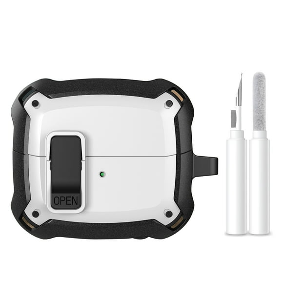 Allytechgroup Rugged Eardbuds Case for Apple AirPods Por 3rd Generation 2025, with Keychain Cleaning Kit Shockproof Dustproof Portable Lightweight Cover Case for AirPods Pro 3, White