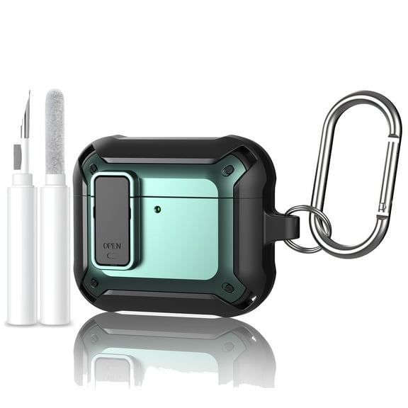 Allytechgroup Rugged Eardbuds Case for Apple AirPods Por 3rd Generation 2025, with Keychain Cleaning Kit Shockproof Dustproof Portable Lightweight Cover Case for AirPods Pro 3, Green