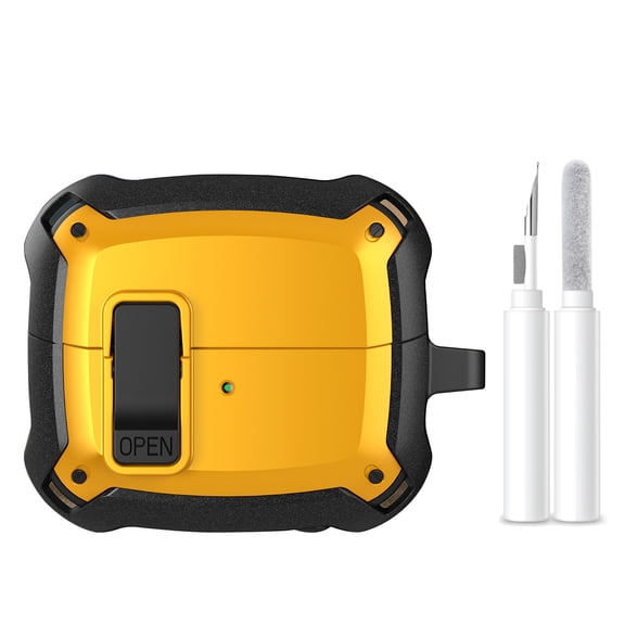 Allytechgroup Rugged Eardbuds Case for Apple AirPods Por 3rd Generation 2025, with Keychain Cleaning Kit Shockproof Dustproof Portable Lightweight Cover Case for AirPods Pro 3, Yellow