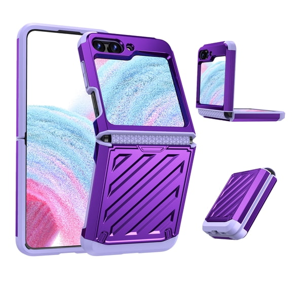 Allytechgroup Rugged Galaxy Z Flip 6 Case, Military Grade Shockproof Phone Case for Samsung Galaxy Z Flip6, Bumper Anti-Slip Cover for Women Men, Purple