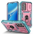 thumbnail image 1 of Allytechgroup Rugged Hybrid Case Cover for Samsung Galaxy A55, Ring Holder Stand Anti-Scratch Shockproof Sliding Lens Protector Bumper Phone Case for Women Men, Pink+Green, 1 of 11