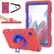 Allytechgroup Rugged Kids Case for Samsung Galaxy Tab A7 Lite(SM-T225/T220) 2021 8.7-inch, Shockproof Hybrid Heavy Duty Protective Cover with Kickstand & Shoulder Strap for Children, Redblue