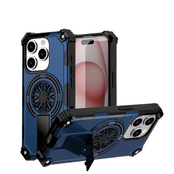 Allytechgroup Rugged Magnetic Case for Apple iPhone 14 Pro Max, Military-Grade Shockproof Phone Cover with Kickstand,Spinner Fidget Ring,Wireless Charging Support, Dual Layer PC+TPU Protection,Blue