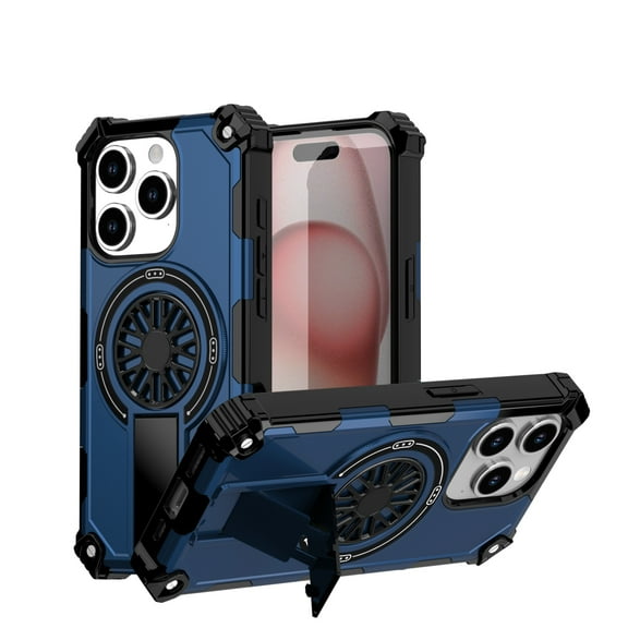 Allytechgroup Rugged Magnetic Case for Apple iPhone 14 Pro, Military-Grade Shockproof Phone Cover with Kickstand,Spinner Fidget Ring,Wireless Charging Support, Dual Layer PC+TPU Protection,Blue