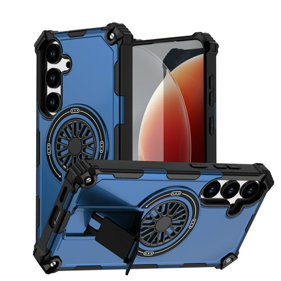 Allytechgroup Rugged Magnetic Case for Samsung Galaxy A16 5G, Dual-Layer Shockproof Cover with Built-In Kickstand, MagSafe-Compatible, Rotating Ring Holder, Anti-Fall TPU + PC Back Case,Blue