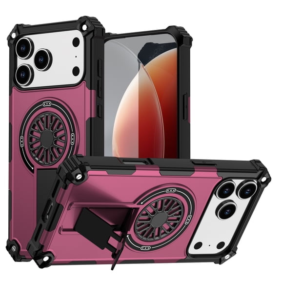 Allytechgroup Rugged Magnetic Case for iPhone 17 Pro Max, Dual-Layer Shockproof Cover with Kickstand [Compatible with Magsafe] Slim Non-Slip Anti-Fall TPU + PC Back Case for Women Men, Purple