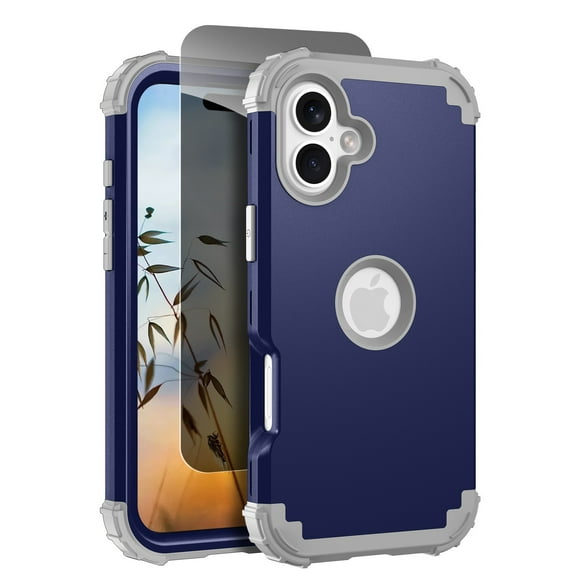 Allytechgroup Rugged Phone Case for Apple iPhone 17 with 1 Pcs Anti-Spy Tempered Glass Screen Protector, Military Grade Shockproof Privacy Protection Cover for Women Men, Blue