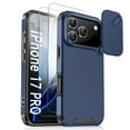 thumbnail image 1 of Allytechgroup Rugged Phone Case for Apple iPhone 17 Pro with 2 Pcs Screen Protector, Sliding Camera Lens Cover Military Grade Shockproof Anti-Scratch Bumper Cover for Women Men, Blue, 1 of 9