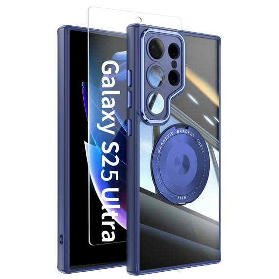 Allytechgroup Rugged Phone Case for Samsung Galaxy S25 Ultra 6.9", Full Body Protection with Screen & Camera Lens Protector, Kickstand Feature, Galaxy S25 Ultra Case Cover for Women Men, Blue