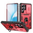 thumbnail image 1 of Allytechgroup Rugged Phone Case for Samsung Galaxy S25 Ultra 6.9", Full Protection Galaxy S25 Ultra Case with Screen Protector, Kickstand, Sliding Camera Cover, Car Mount Compatible, Red+Black, 1 of 10