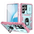 thumbnail image 1 of Allytechgroup Rugged Phone Case for Samsung Galaxy S25 Ultra 6.9", Full Protection Galaxy S25 Ultra Case with Screen Protector, Kickstand, Sliding Camera Cover, Car Mount Compatible, Green+Pink, 1 of 11