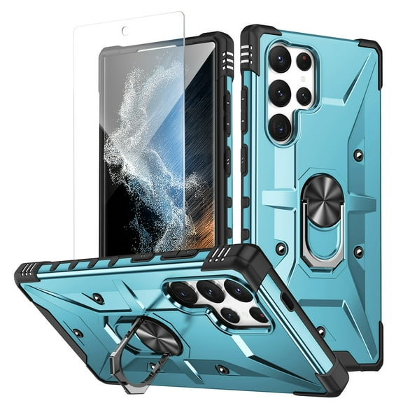 Allytechgroup Rugged Phone Case for Samsung Galaxy S25 Ultra with Screen Protector, Heavy Duty Galaxy S25 Ultra Case with Kickstand, Car Mount Compatible, TPU + PC Galaxy S25 Ultra Cover,Lightblue
