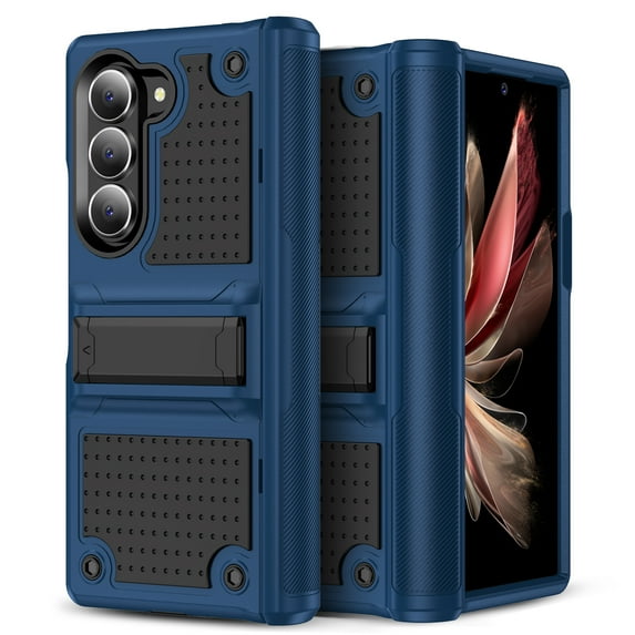 Allytechgroup Rugged Shockproof Case for Samsung Galaxy Z Fold 6, Military Grade Protective Anti-Slip Bumper Drop Proof Dual Layers TPU PC Back Case Cover for Samsung Galaxy Z Fold 6, Navyblue