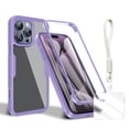 thumbnail image 1 of Allytechgroup Rugged iPhone 16 Pro Case with Built-in Screen Protector and Hand Strap, Full Body Shockproof Clear Cover for Apple iPhone 16 Pro, Anti-Scratch Protective iPhone 16 Pro Case,Purple, 1 of 10
