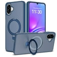 thumbnail image 1 of Allytechgroup for Samsung Galaxy A06 Case, with Kickstand Shock-Absorbent Anti-Fingerprint Anti-Scratch Non-Slip Matte Protective Basic PC+TPU Metal Wireless Charging Cover for Women Men, Blue, 1 of 6