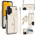 thumbnail image 1 of Allytechgroup for Samsung Galaxy A13 4G Wallet Case with 5 Cards Holders, Detachable Hand Strap & Shoulder Lanyard RFID Blocking Shockproof Protective Phone Case for Girls Women, White, 1 of 8