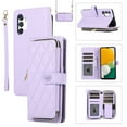 thumbnail image 1 of Allytechgroup for Samsung Galaxy A13 4G Wallet Case, Premium PU Leather Magnetic Buckle Zipper Pocket Card Slots Flip Stand Protective Cover with Hand Strap & Shoulder Strap - Purple, 1 of 12