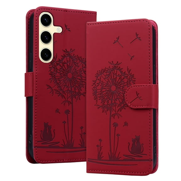 Allytechgroup for Samsung Galaxy A15 Case with Credit Card Slot, RFID Blocking PU Leather Flip Wallet Case for Women Girls Shockproof Protective Case Cover for Samsung Galaxy A15, Red