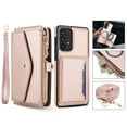 thumbnail image 1 of Allytechgroup for Samsung Galaxy A15 Case with Detachable Cards Holder, Built-in Shoulder Strap Wrist Strap Compatible with MagSafe Shockproof Full Body Cover for Women Girls, Rosegold, 1 of 7