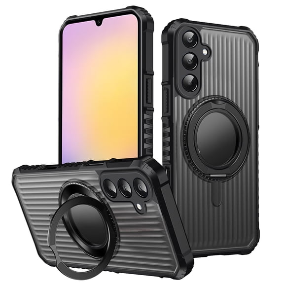 Allytechgroup for Samsung Galaxy A15 Case with kickstand, Built-in Rotating Stand Universal Viewing Angles Precision Camera Cutouts Military Grade Drop Protection for Women Men, Black