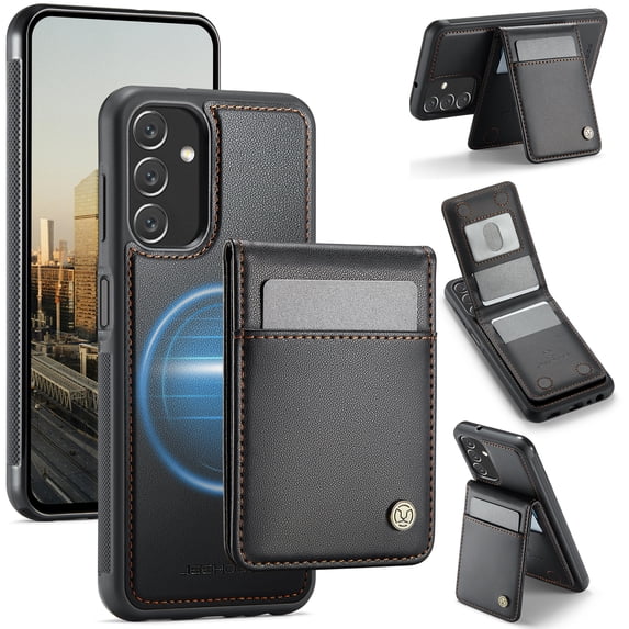 Allytechgroup for Samsung Galaxy A16 5G Case, Pu Leather Detachable Cards Holder 2 In 1 Wallet Case Comaptible with Magsafe Kickstand Magnetic Shockproof Back Cover for Samsung Galaxy A16 5G, Black