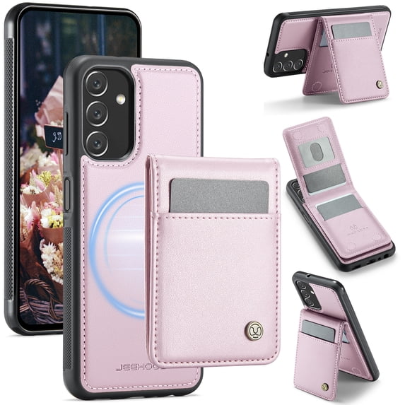 Allytechgroup for Samsung Galaxy A16 5G Case, Pu Leather Detachable Cards Holder 2 In 1 Wallet Case Comaptible with Magsafe Kickstand Magnetic Shockproof Back Cover for Samsung Galaxy A16 5G, Pink