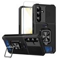 thumbnail image 1 of Allytechgroup Samsung Galaxy A16 5G Case with Screen Protector & Sliding Camera Lens Cover, Full Body Proteciton Card Holder Ring Kickstand Magnetic Case Compatible with Car Mount Phone Case,Black, 1 of 7