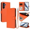 thumbnail image 1 of Allytechgroup for Samsung Galaxy A16 5G Flip Case, Slim Fit Shockproof Cover with Credit Card Slot, RFID Blocking Card Pocket Lanyard Shock-Absorbent Protective Bumper for Women Girls, Orange, 1 of 10