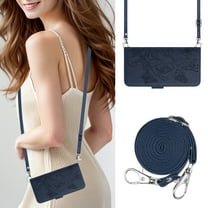 Allytechgroup for Samsung Galaxy A17 5G Case with Credit Card Slot, Built-in Shoulder Strap RFID Blocking PU Leather Flip Wallet Case Shockproof Back Cover for Samsung Galaxy A17 5G, Darkblue