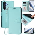 thumbnail image 1 of Allytechgroup for Samsung Galaxy A17 5G Flip Case, Slim Fit Shockproof Cover with Credit Card Slot, RFID Blocking Card Pocket Lanyard Shock-Absorbent Protective Bumper for Women Girls, Mint, 1 of 11
