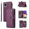 thumbnail image 1 of Allytechgroup for Samsung Galaxy A22 4G Wallet Case, Premium PU Leather Magnetic Buckle Zipper Pocket Card Slots Flip Stand Protective Cover with Hand Strap & Shoulder Strap - Darkpurple, 1 of 12