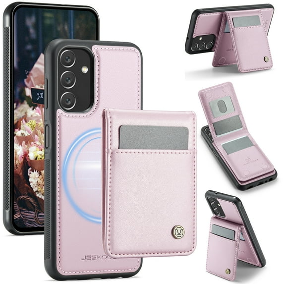 Allytechgroup for Samsung Galaxy A23 5G Case, Pu Leather Detachable Cards Holder 2 In 1 Wallet Case Comaptible with Magsafe Kickstand Magnetic Shockproof Back Cover for Samsung Galaxy A23 5G, Pink