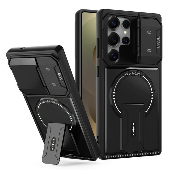 Allytechgroup for Samsung Galaxy A26 5G Case with Camera Cover/ Kickstand [Compatible with MagSafe] Magnetic Case Hard PC + Soft TPU Back Shockproof Military Grade Shell for Women Men, Black