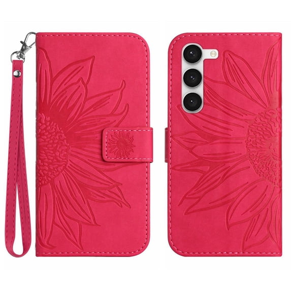 Allytechgroup for Samsung Galaxy A26 5G Case, Embossed Sunflower PU Leather & TPU Anti-Scratch Shockproof Magnetic Button Protective Kickstand Case for Samsung Galaxy A26 5G, Rose