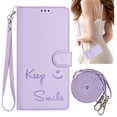 thumbnail image 1 of Allytechgroup for Samsung Galaxy A26 5G Wallet Case, Flip Cover with Hand Strap & Crossbody Lanyard, Card Holder, Protective Smile Design Phone Case Cover for Samsung Galaxy A26 5G,Purple, 1 of 8