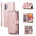thumbnail image 1 of Allytechgroup for Samsung Galaxy A32 4G Wallet Case, Premium PU Leather Magnetic Buckle Zipper Pocket Card Slots Flip Stand Protective Cover with Hand Strap & Shoulder Strap - Rosegold, 1 of 12