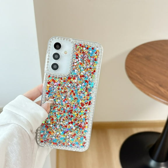 Allytechgroup for Samsung Galaxy A33 5G Glitter TPU Back Cover, Flexible Non-Slip Protective Case Anti-Scratch Anti-Fingerprint Shock-Absorbent Basic Phone Case Cover for Women Girls, Multicolour