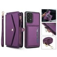 thumbnail image 1 of Allytechgroup for Samsung Galaxy A36 5G Case with Detachable Cards Holder, Built-in Shoulder Strap Wrist Strap Compatible with MagSafe Shockproof Full Body Cover for Women Girls, Purple, 1 of 7