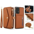thumbnail image 1 of Allytechgroup for Samsung Galaxy A54 5G Case with Detachable Cards Holder, Built-in Shoulder Strap Wrist Strap Compatible with MagSafe Shockproof Full Body Cover for Women Girls, Brown, 1 of 7