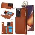 thumbnail image 1 of Allytechgroup for Samsung Galaxy Note 20 Ultra Wallet Case, Zipper Pocket Cards Holder RFID Blocking Ring Holder Stand Bumper Shockproof PU Leather Retro Phone Case for Galaxy Note 20 Ultra, Brown, 1 of 8